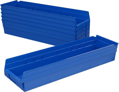 Akro-Mils 30164 Plastic Shelf Bins, Heavy Duty Storage Bins for Garage, Closet, and Drawer Organization, 24-Inch x 6-1/2-Inch x 4-Inch, Clear, 6-Pack