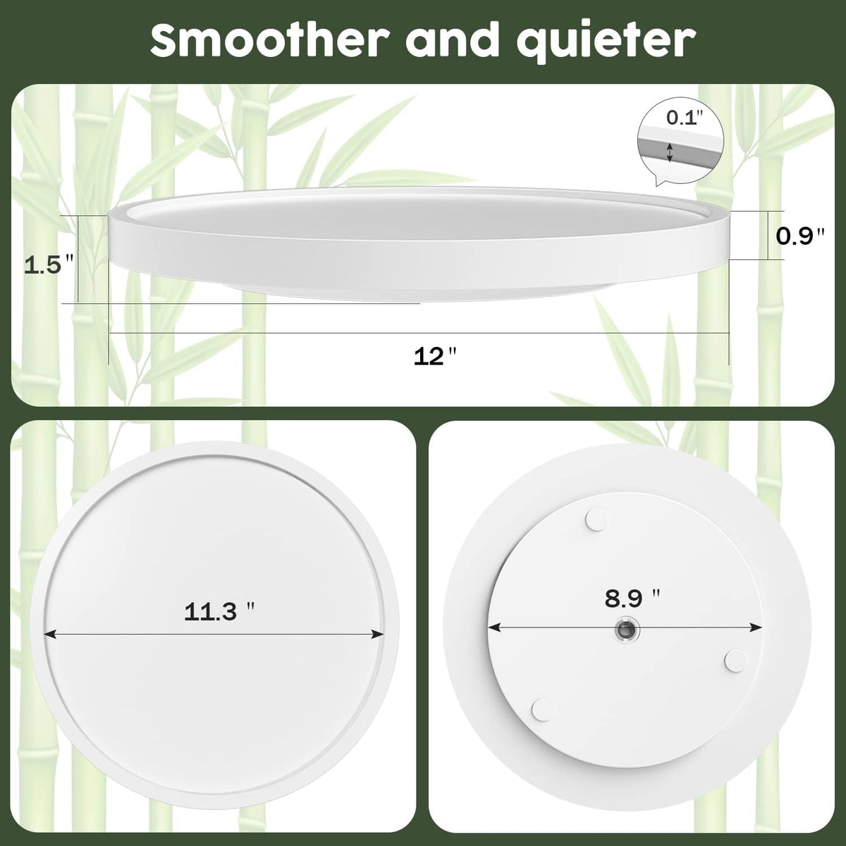 Lazy Susan Organizer, 10 Inch Non-Skid Bamboo Turntable Organizer for Salt Pepper Olive Oil and Spices Next to Stove, Wooden Lazy Susan for Table or Kitchen Countertop Organizer