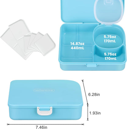 wiwens Snack Box Containers for Kids Adults 2PCS Reusable Snackle Boxes with Adjustable Dividers Airtight Snack Organizers with Compartents Toddler Bento Lunch Box LeakProof for Office,School,Outdoor