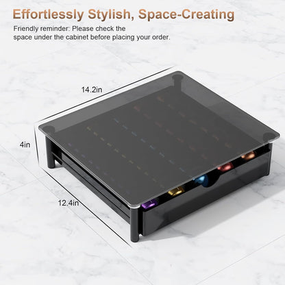 gianotter Crystal Tempered Glass Vertuo Pod Holder Drawer, Compatible with Nespresso Vertuo Capsules, Compatible with 40 Large or 60 Small Nespresso Capsule Organizer (transparent)