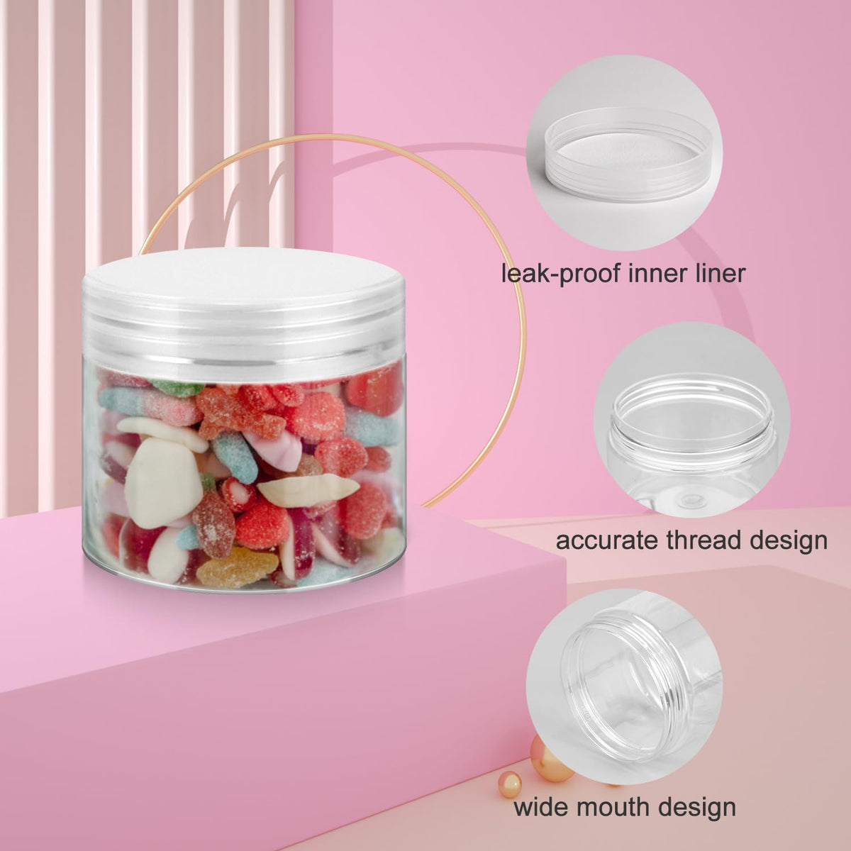 Loretoy 36 Pack 2 OZ Plastic Jars with Lids, BPA Free, Reusable, Refillable Transparent Cosmetic Containers for Bath Salts, Cosmetics, Powders, Beauty Product and Small Accessories