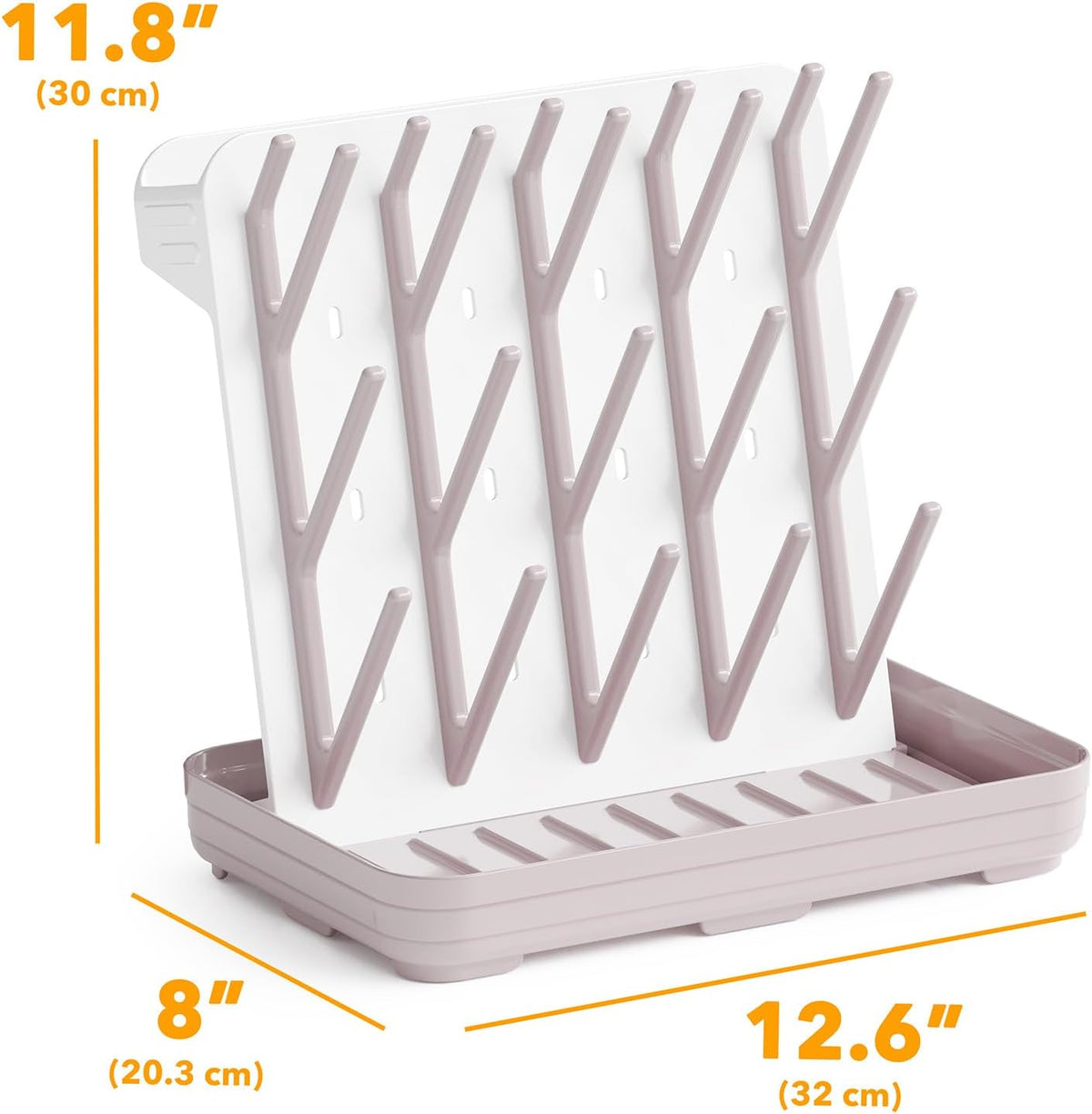 SpaceAid Baby Bottle Drying Rack with 20 Hooks, Space Saving Kitchen Bottles Rack Dryer, Vertical Baby Bottle Holder Organizer for Countertop Storage Accessories (White and Gray)
