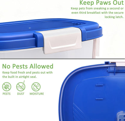 Large Rice Storage Container 15-20 Lbs, Tall Flour Container with Scoop + Cup - Slim Dry Food Storage Bin for Cereal, Sugar, Beans, Pet Dog Cat Food Container - Kitchen and Pantry Storage Organization