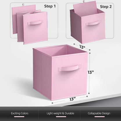 Sorbus Fabric Storage Cubes - 8 Foldable Storage Bins for Organizing Pantry, Cubbies, Toy Box - Clothes Storage & Closet Organizer - 11 Inch Collapsible Cube Baskets for Shelves with Handle