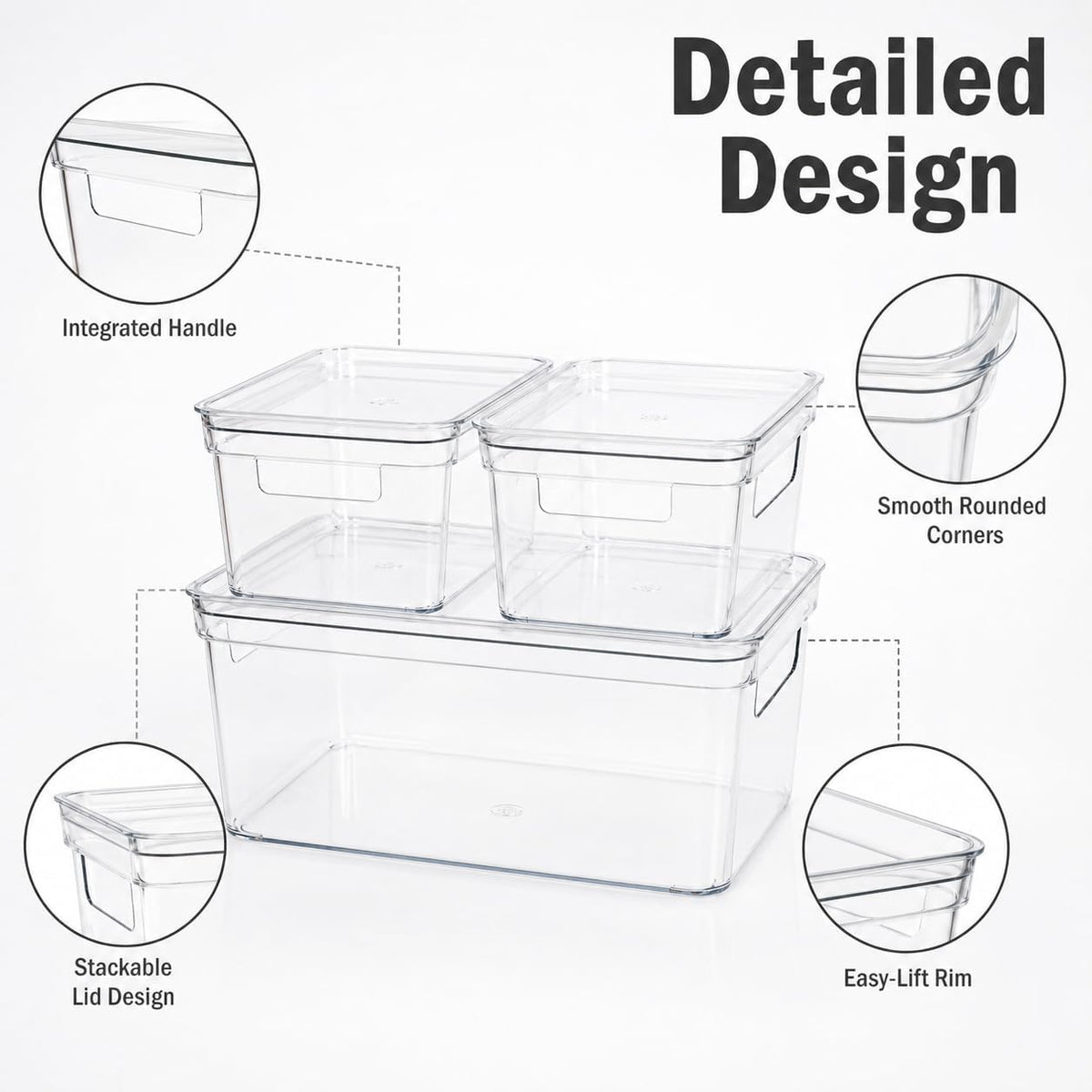 Baking Supplies Storage Containers 3Pc,Baking Kits with Handles&Lid for Adult,Stackable Bakeware Organizer Storage Bins,BPA Free Baking Accessories,Kitchen,Pantry Storage and Organization Box