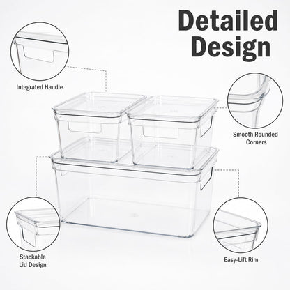 Baking Supplies Storage Containers 3Pc,Baking Kits with Handles&Lid for Adult,Stackable Bakeware Organizer Storage Bins,BPA Free Baking Accessories,Kitchen,Pantry Storage and Organization Box