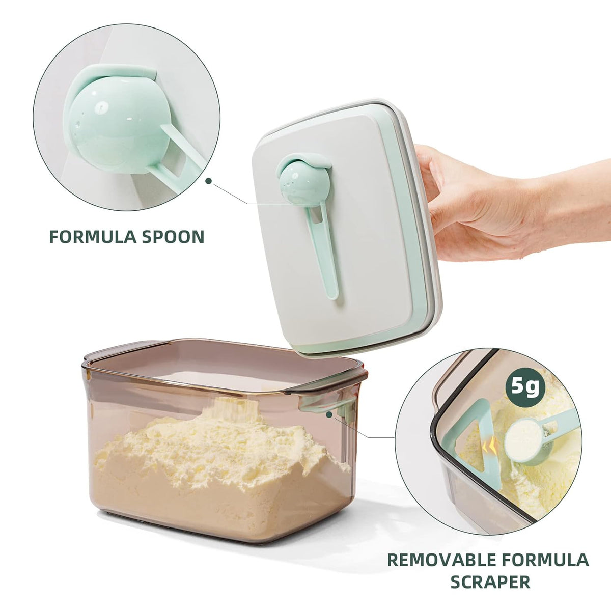Formula Container to Go- 1700ml Pop Top Milk Powder Container, BPA-Free Airtight Formula Dispenser with Scoop and Scraper, 21OZ, 1.32LB, 600g, Clear