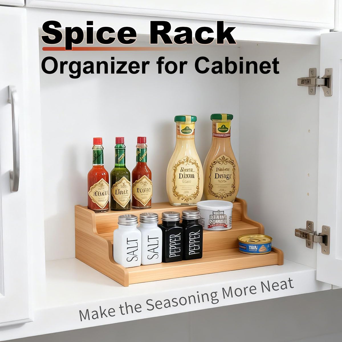 JinDoWin 2 Pack Cabinet Spice Rack Organizer - Enhanced Cabinet Spice Organizer, Practical Spice Rack Organizer for Cabinet and Efficient Cabinet Spice Organizer (2, 9 Inch)