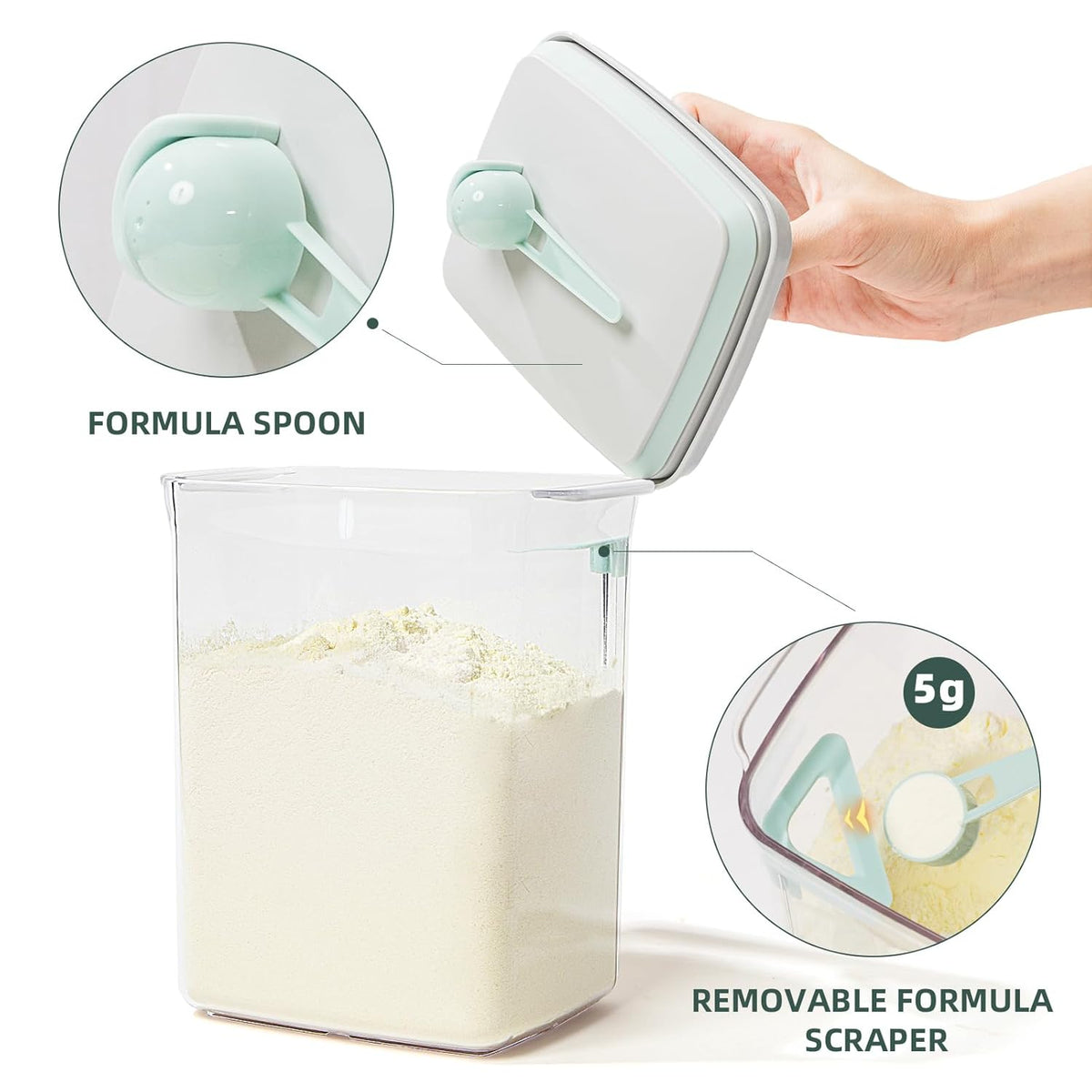 Formula Container to Go- 1700ml Pop Top Milk Powder Container, BPA-Free Airtight Formula Dispenser with Scoop and Scraper, 21OZ, 1.32LB, 600g, Clear