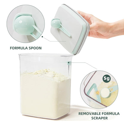 Formula Container to Go- 1700ml Pop Top Milk Powder Container, BPA-Free Airtight Formula Dispenser with Scoop and Scraper, 21OZ, 1.32LB, 600g, Clear
