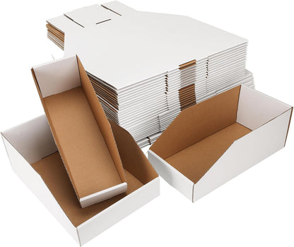 EXYGLO Cardboard Boxes, Pack of 35 Corrugated Storage Bins 12x6x4.5 inch Pantry Organizer Bins for Shelves Garage Office Organization