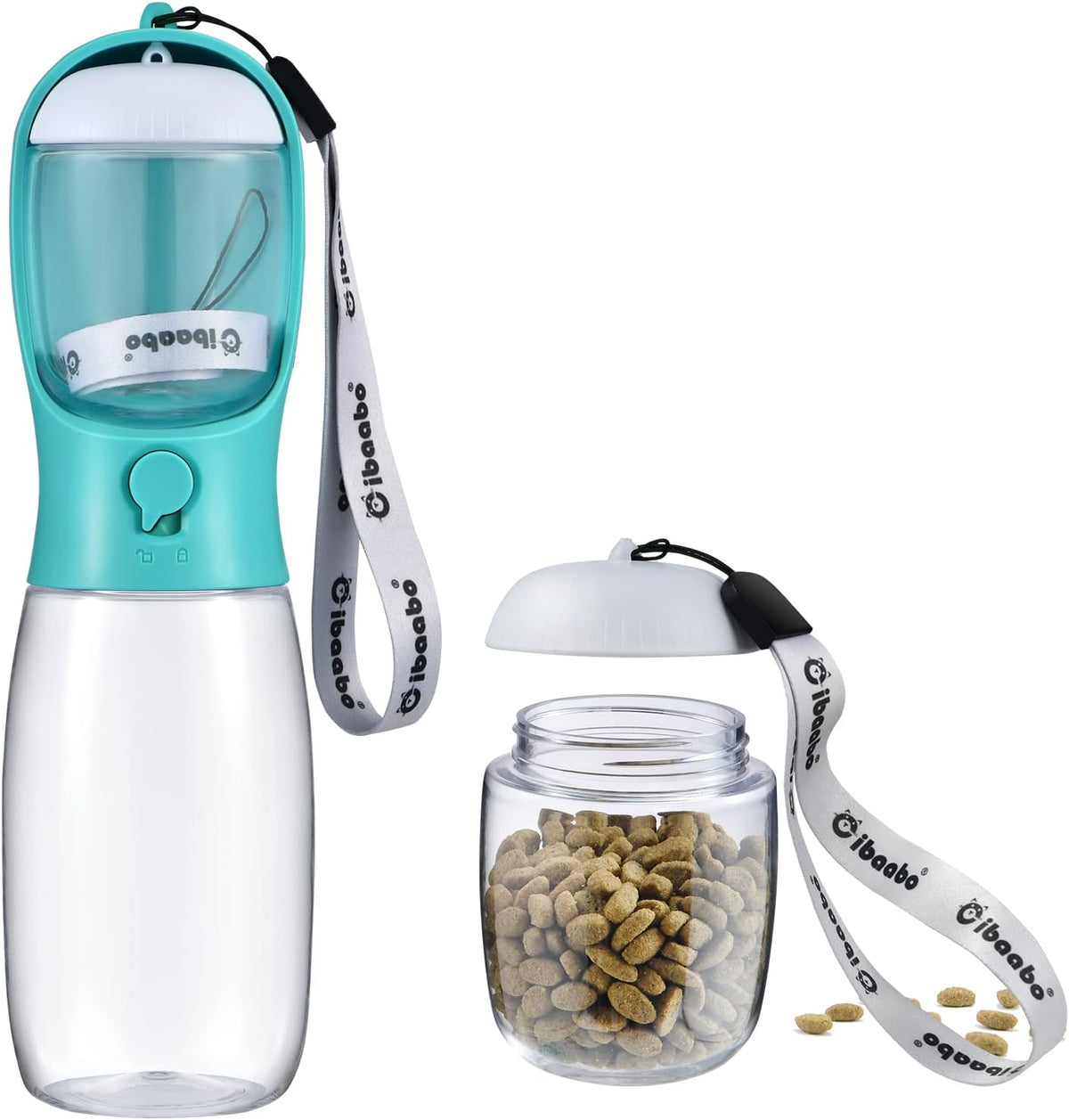 Cibaabo Dog Water Bottle with Food Container, Travel Puppy Water Bowl, Portable Pet Dispenser, Girl Dog Mom Gifts Accessories Stuff Essentials Necessities for Yorkie Chihuahua Cat Walking and Hiking