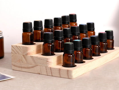 Essential Oil Display Stand 4 Tier Essential Oil Holder Solid Wood Essential Oil Rack for 24 Bottles Tabletop Display Holder Bottle Organizer for 5-20ml Bottles Display for Essential Oils