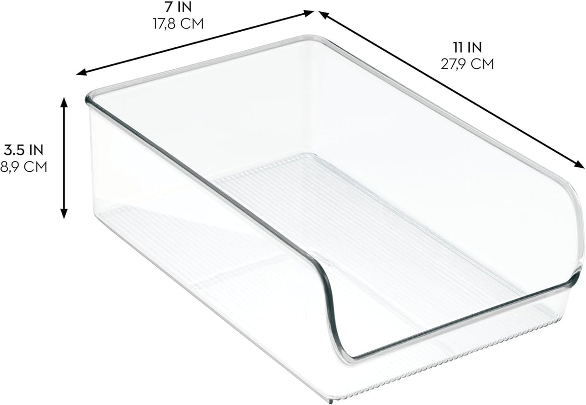 iDesign BPA-Free Plastic Freezer and Fridge Organization Bin for Kitchen, Fridge, Freezer, Pantry and Cabinet Organization, The Linus Collection – 11" x 7" x 3.5", Clear