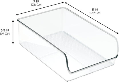 iDesign BPA-Free Plastic Freezer and Fridge Organization Bin for Kitchen, Fridge, Freezer, Pantry and Cabinet Organization, The Linus Collection – 11" x 7" x 3.5", Clear