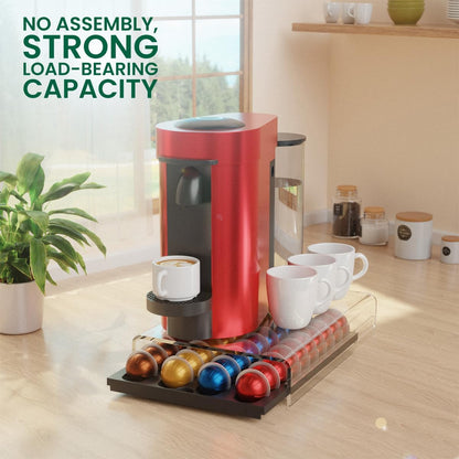 Storage Drawer for Nespresso Vertuo, Coffee Pod Holder for Counter Acrylic Top & Plastic Drawer Coffee Capsule Organizer - 40 Pods