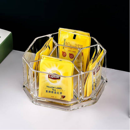 Clear Acrylic Two Lattices Tea Bags Holder Coffee Sugar Bag Case Guest Room Storage Boxes YTBH-001