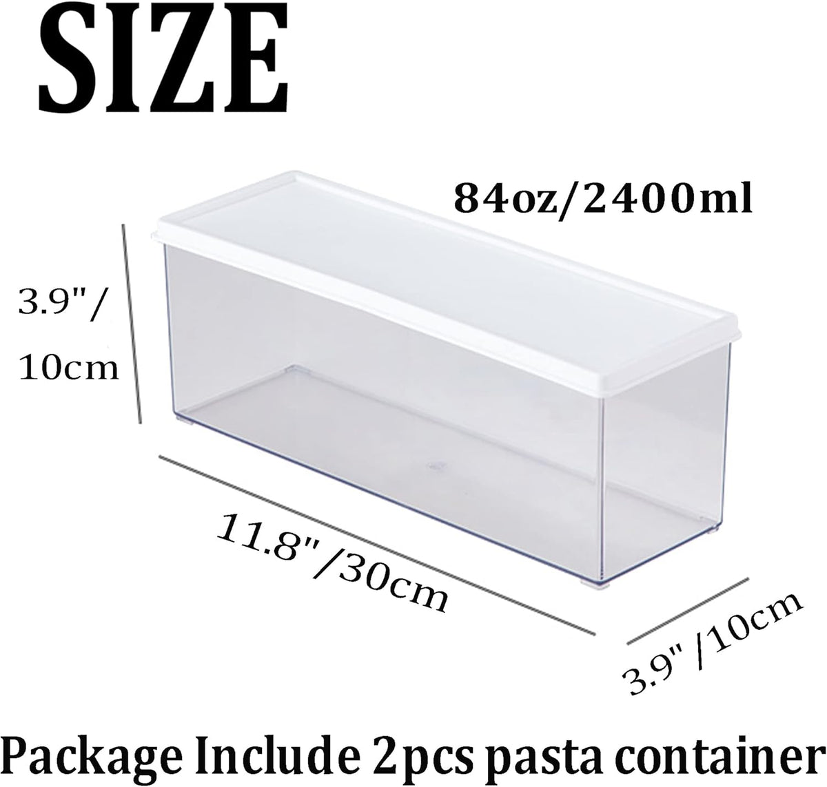 Hanobe Pasta Containers for Pantry Large Spaghetti & Noodle & Lasagna Canister 3 Pcs Clear Grey Rectangular Canister with Lock Lids Durable BPA-free Plastic Food Keeper for Kitchen Cabinet