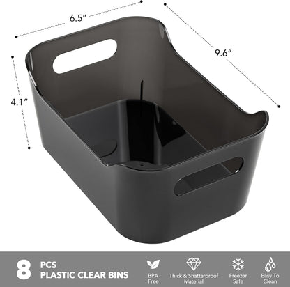 Tiawudi 8 Pack Plastic Storage Bins, Clear Pantry Organizers and Storage Containers, Multi-Use Organizer Bins for Kitchen, Bathroom, Office, Shelf, Fridge, Home Edit and Cabinet Organizers