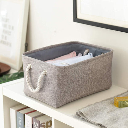 Fabric Storage Bins 12x8x5 inch [6-Pack] with Rope Handles - Decorative Baskets for Organizing