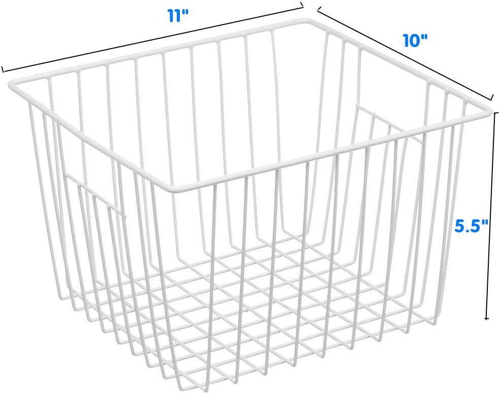6 Pack Wire Storage Baskets for Organizing, Freezer Organizer Bins, Pantry Organization Bins Cabinets - Metal Basket Kitchen, Laundry, Fridge, Bathroom Countertop Organizer, Pearl White