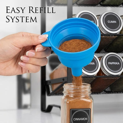 Simple Trending 4 Tier Spice Rack Organizer,Stackable Kitchen Counter Shelves,for Cabinet,Countertop,Pantry, Door or Wall Mount, Metal Mesh,Jars not Included, Black