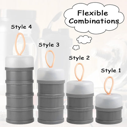 Ysglory 3 Packs Protein Powder Storage Container 4 Stackable Formula Dispenser Portable Protein Powder Travel Container Milk Powder Container to Go for Workout, Fitness, Travel (Gray,White,Blue)