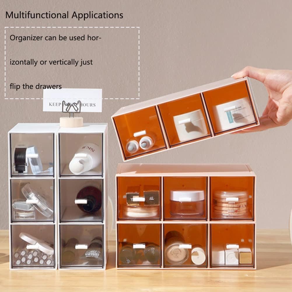 Plastic Tea Bag Organizer with 3 Drawers, Desk Drawer Organizer, Stackable Storage Drawers, White Tea Box, Makeup Organizer, Clear Tea Bag Storage, Coffee Storage for Tea Bags, Sugar Packets, Cosmetic