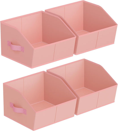 Homsorout Closet Organizers Bins 6 Packs - Large Closet Shelf Organizer with Handles, Fabric Trapezoid Storage Bins, Collapsible Storage Cubes for Clothes, Towels, Light Gray