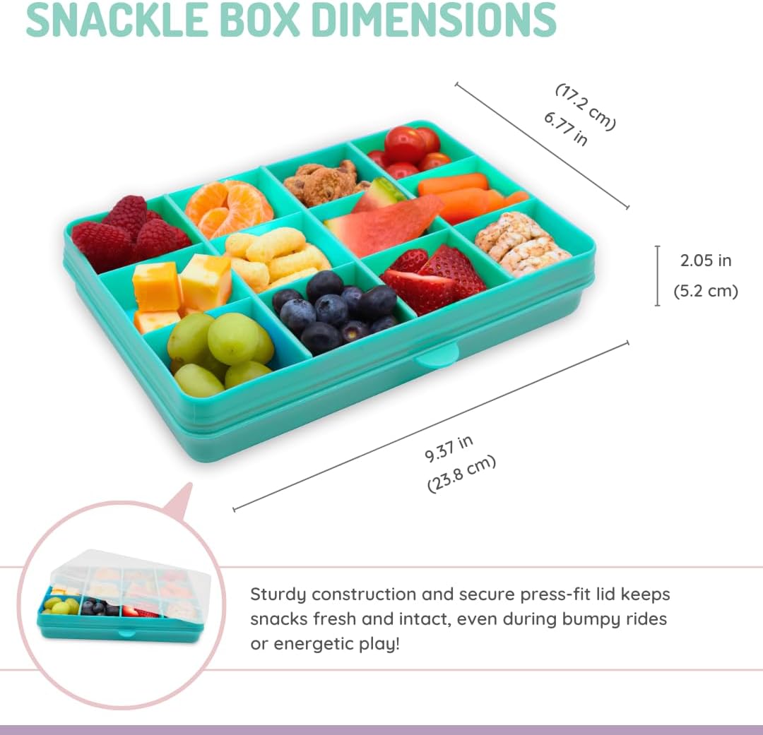 melii Snackle Box |12-Compartment Snack Container with Removable Dividers, BPA-Free Food Storage for Travel, School & On-the-Go Snacks, Kids & Family Organizer (Grey)