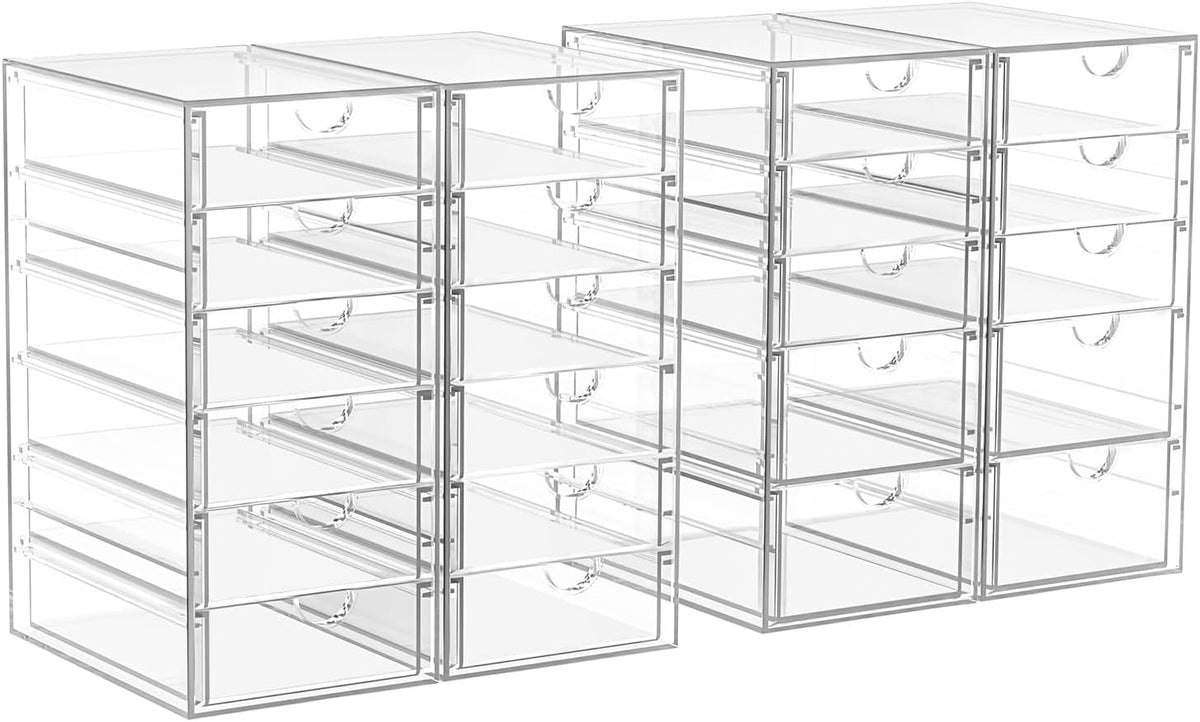 Acrylic Makeup Organizer with 13 Drawers, Bathroom Counter Organizer, Acrylic Organizers, Desk Organizer, Office Supplies, Storage Drawers for Cosmetic, Pencil, Coffee, etc 3 Pack