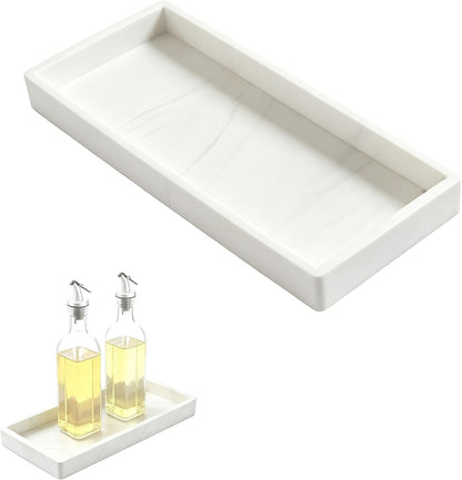 Oil Tray Kitchen Counter, Keeps Countertop Tidy, Kitchen Silicone Tray for Oil Bottle, Protect Bottles from Cracks and Scratches, for Glass Oils Sprayer and Bottle (Marble Design)