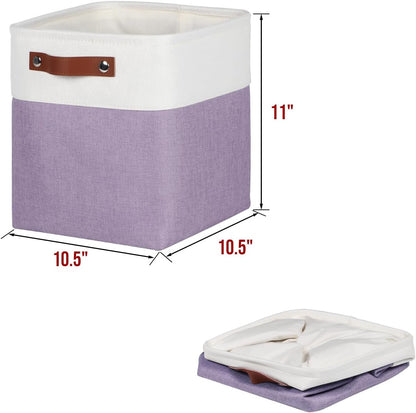 Univivi 4PC Small Fabric Storage Bins,15x6x5 inch Long Narrow Storage Baskets with PU Handles for Closet,Cabinet,Countertop Organizing Small Items (Gray,15x6x5 inch)