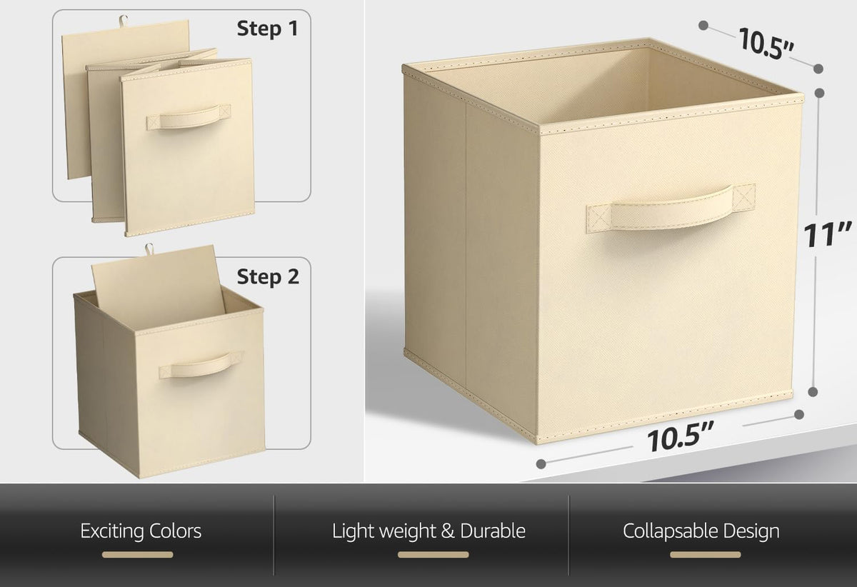 Sorbus Fabric Storage Cubes - 8 Foldable Storage Bins for Organizing Pantry, Cubbies, Toy Box - Clothes Storage & Closet Organizer - 11 Inch Collapsible Cube Baskets for Shelves with Handle