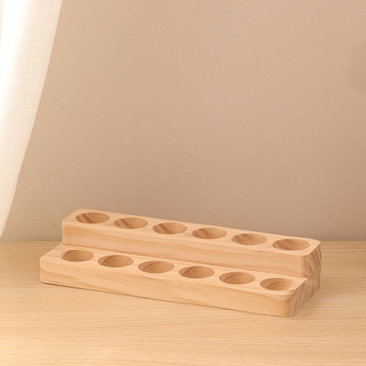 Essential Oil Display Stand 4 Tier Essential Oil Holder Solid Wood Essential Oil Rack for 24 Bottles Tabletop Display Holder Bottle Organizer for 5-20ml Bottles Display for Essential Oils