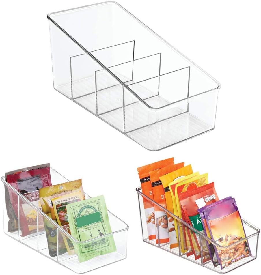VALINK Large Plastic Food Packet Organizer Caddy Storage Station for Kitchen Pantry Cabinet Countertop Holds Spice Pouches New