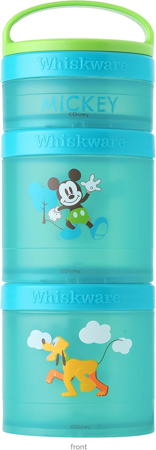 Whiskware Disney Stackable Snack Containers for Kids and Toddlers, 3 Stackable Snack Cups for School and Travel, Minnie and Daisy