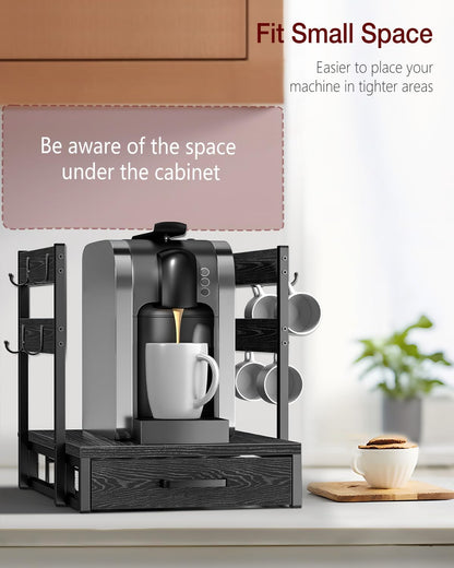 Evermagin K Cup Holder, 35 Pod Capacity, Coffee Pod Holder Compatible with Keurig, Coffee Station Organizer for Countertop with Cup Rack, Rustic Brown