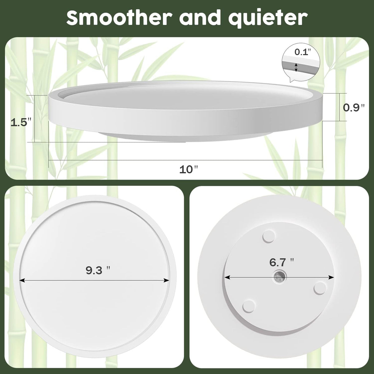 Lazy Susan Organizer, 10 Inch Non-Skid Bamboo Turntable Organizer for Salt Pepper Olive Oil and Spices Next to Stove, Wooden Lazy Susan for Table or Kitchen Countertop Organizer