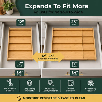 Bamboo Spice Drawer Organizer – Expandable Spice Rack for Drawer – 4 Tiered Premium Bamboo Kitchen Seasoning Organizer for Drawer Spice Organizer, Seasoning rack insert for Cabinet