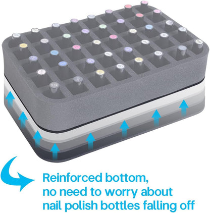 2 Pack Nail Polish Organizer Holder Foam Pad with Slots for Storage 60 Bottles (15ml/0.5fl.oz) Nail Polish or Essential Oil Tray for Drawers Black