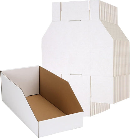EXYGLO Cardboard Boxes, Pack of 35 Corrugated Storage Bins 12x6x4.5 inch Pantry Organizer Bins for Shelves Garage Office Organization