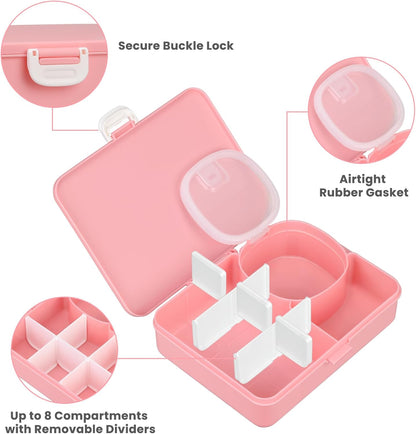wiwens Snack Box Containers for Kids Adults 2PCS Reusable Snackle Boxes with Adjustable Dividers Airtight Snack Organizers with Compartents Toddler Bento Lunch Box LeakProof for Office,School,Outdoor
