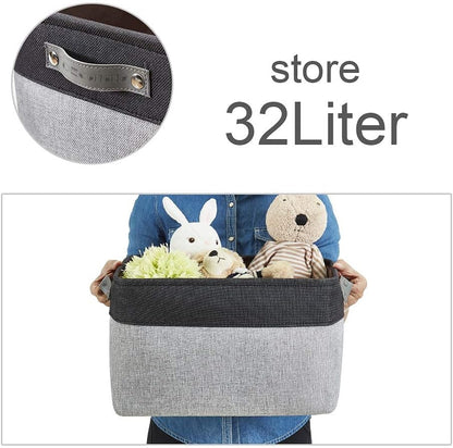 DECOMOMO Storage Bins, Large Fabric Storage Baskets for Shelves, Decorative Linen Closet Organizer, 15 x 11 x 9.5 inches (Beige & White, 3 Pack)