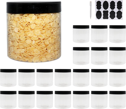 zmybcpack 16 oz Plastic Jars with Lids, Extra Labels, 1 Pen, Clear PET Seal Jar for Food Storage,Wide Opening Storage jar For Dry Food, Peanut, Powder, Kitchen & Craft Storage