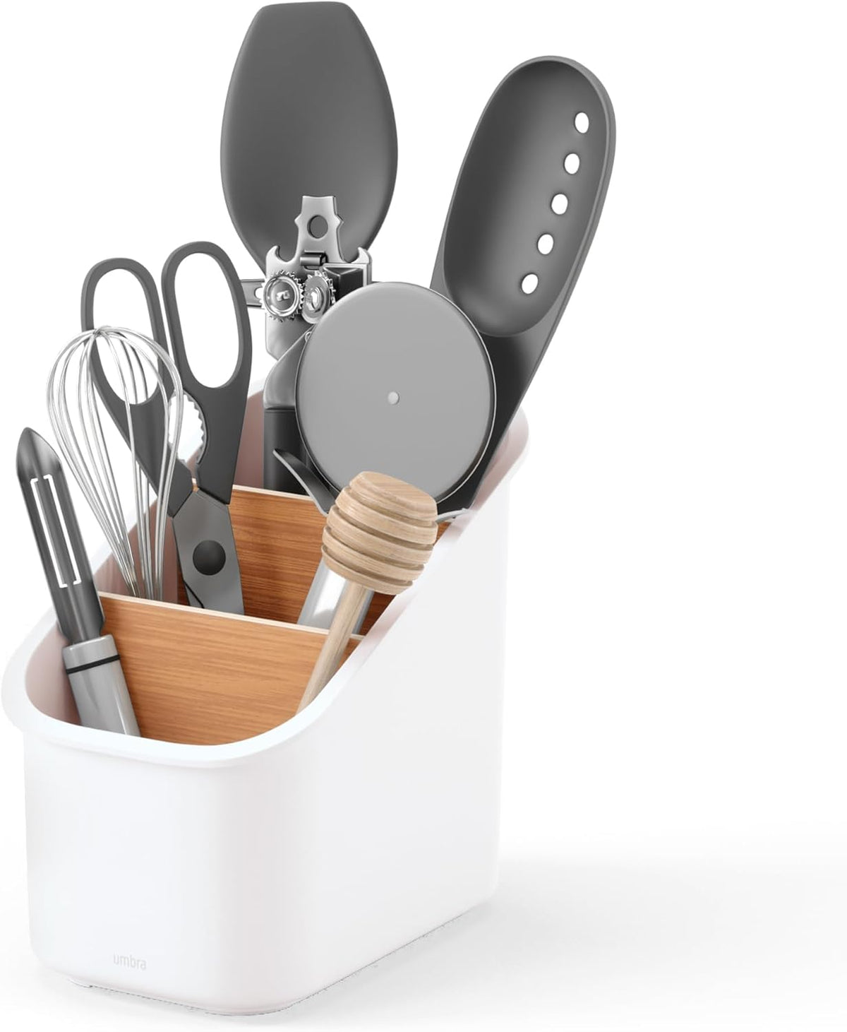 Umbra Bellwood Packet Organizer, Divided Tray for Pantry Ingredients and Other Small Items, Made of Durable Plastic and Wood, Walnut/Black