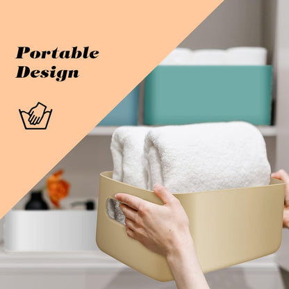 OWill 7-Pack Plastic Storage B-ins 4.2L, Small Organizer Bins for Classroom Kitchen Pantry Bathroom, Clear Storage Baskets for Shelves, Durable Containers for Bath Toy Storage & Home Organization