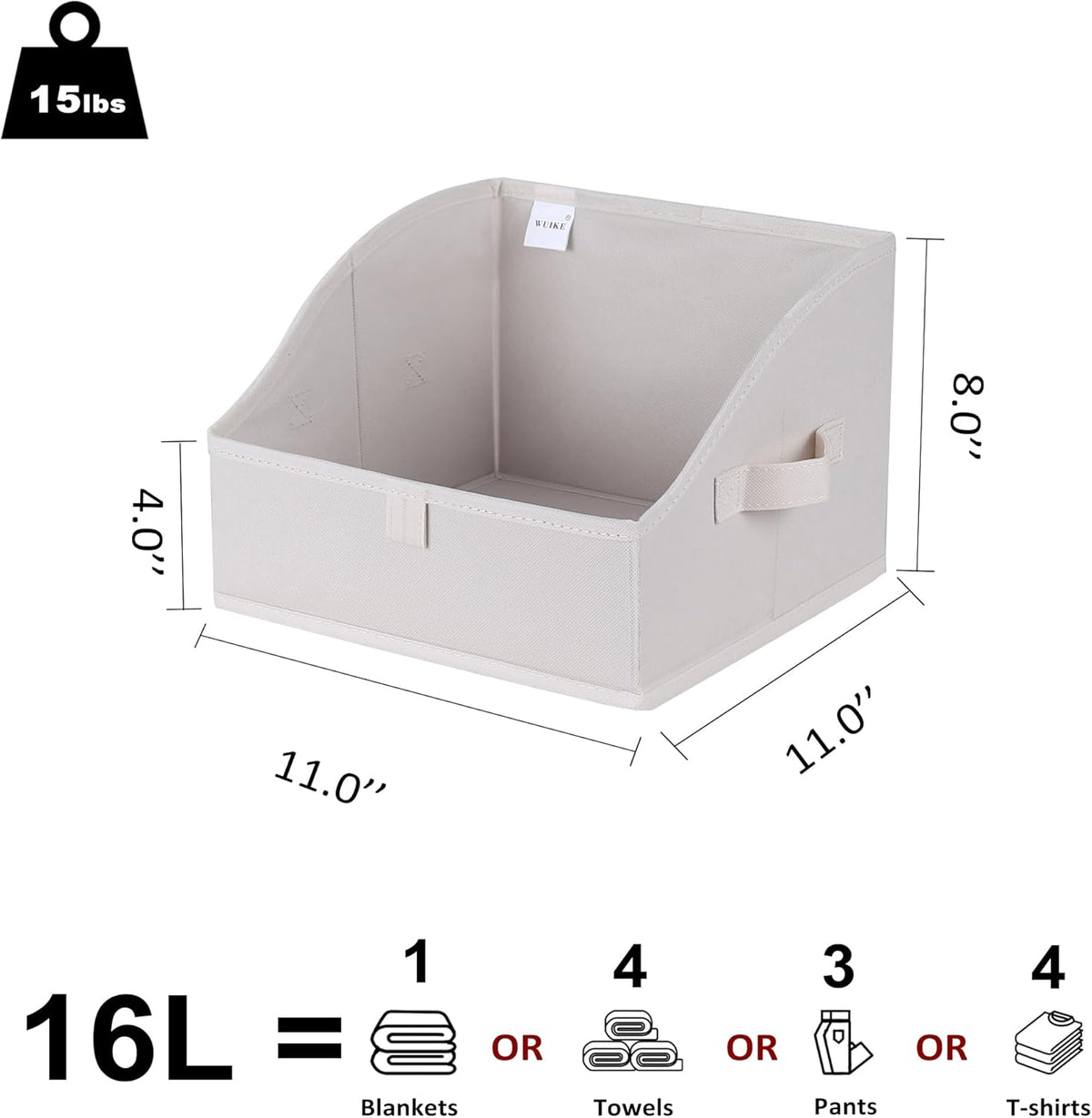 WUIKE Closet Organizers and Storage, Trapezoid Storage Bins, Fabric Closet Bins with Handles, Foldable Storage Baskets for Clothes, Purse, Blanket, Herringbone Gray, Extra Large