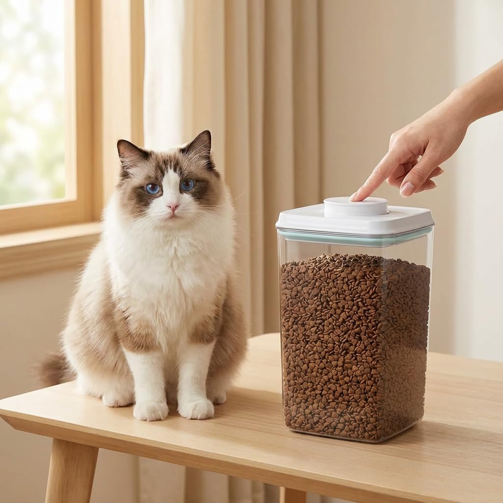 Dog-Cat Food Storage Container 45 lb/48 Qt, Large Stainless Steel Pet Food Bin with Airtight Lid & Scoop Included, Durable 304 Metal Storage for Dogs & Cats