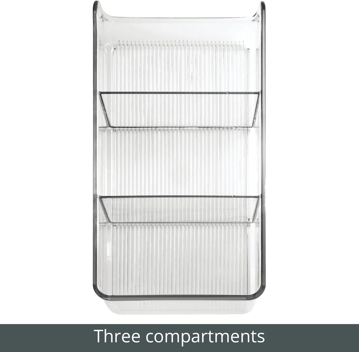 mDesign Plastic Food Storage Bin Organizer with 3 Compartments for Kitchen Cabinet, Pantry, Shelf, Drawer, Fridge, Freezer Organization - Holds Snack Bars - Ligne Collection - 4 Pack - Clear